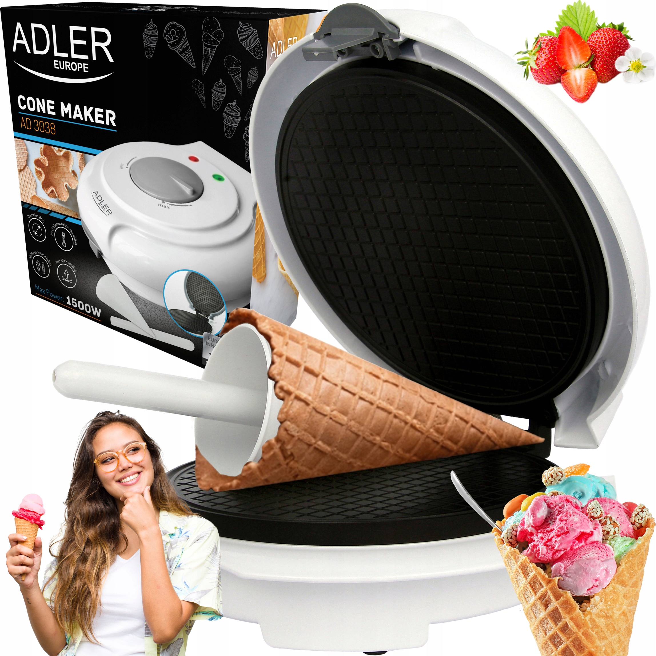 Hriankovač Adler AD 3038 biely 1500W